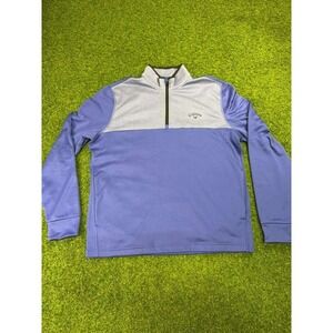 Callaway Golf Sweater Mens Medium Blue Fleece Outdoor‎ Travel 1/2 Zip Mock Neck